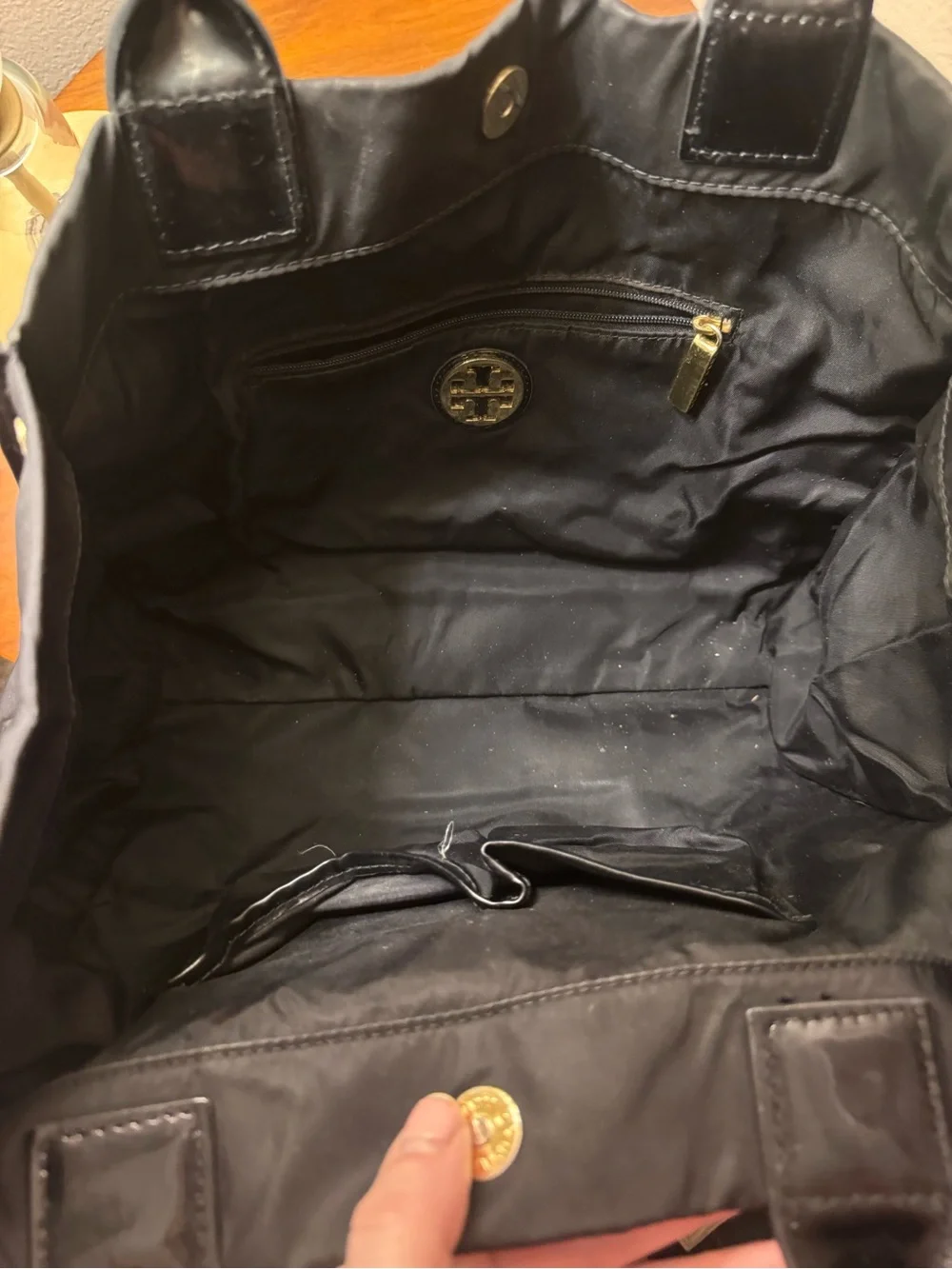 Tory Burch Ella Patent Leather Tote in Black